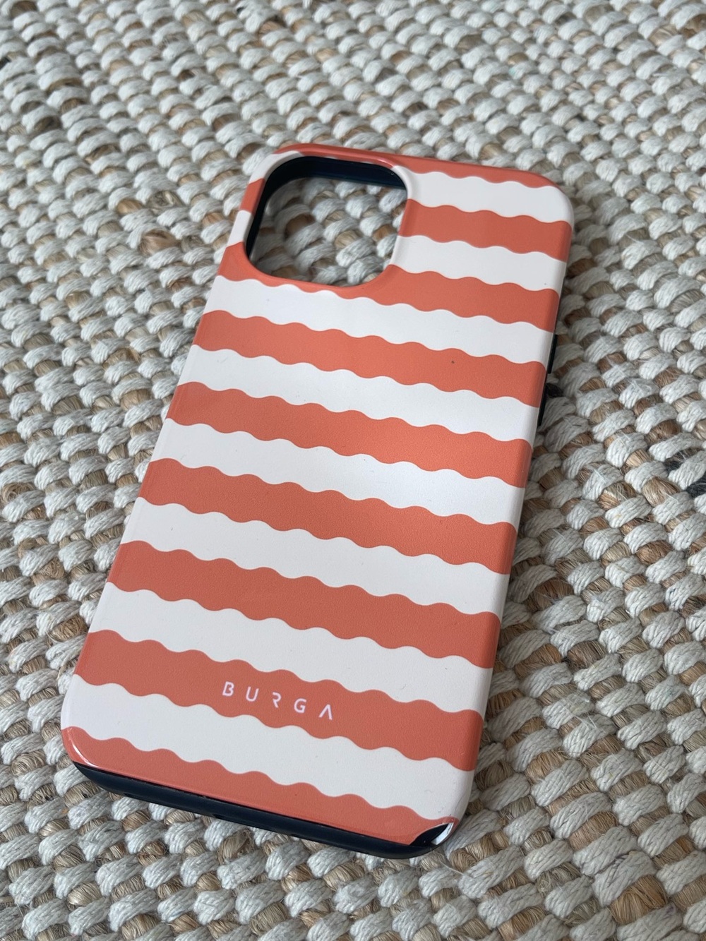 Burga iPhone 12 Pro Max Phone Case Tough MagSafe Orange White Stripe